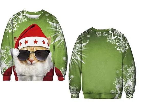 ซื้อ เสื้อกันทนาการ ผู้ชาย Sublimation Print Sweater 100% โพลิเอสเตอร์ หนังหมี กลม คอ online manufacture