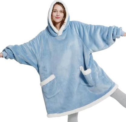 ซื้อ แขนยาว แฟลนเนล เชอร์ป้า ขนาดใหญ่ ผ้าห่มผ้าห่ม TV Hoodieผ้าห่ม online manufacture