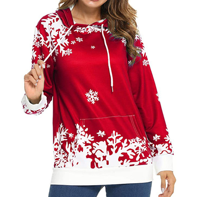 ซื้อ สูตรหิมะผงกระดาษ Hoodie ขนาดใหญ่ ผู้หญิงสวีทเสื้อคริสต์มาสต์ online manufacture