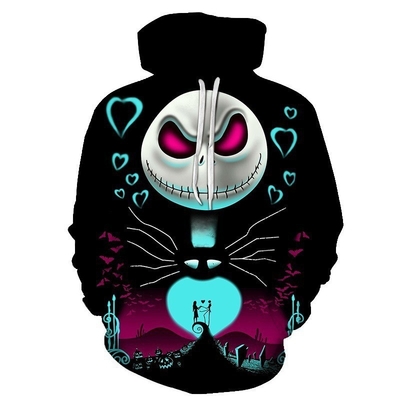 ซื้อ ฮาโลวีนกระดูกหล่อแจ็ค 3D พิมพ์ พิมพ์ Hoodie ขนาดใหญ่ สบาย online manufacture