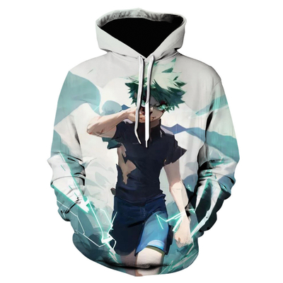 กราฟฟิก ซับลิเมชั่น พิมพ์ Hoodie Anime เนื้อสีธรรมดา ซับลิเมชั่น Sweatshirts