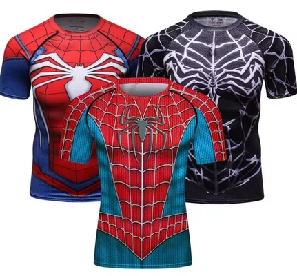 สั้นแขน สับลิเมชั่น Bjj เสื้อกัน MMA Wear คอสเพลย์ เสื้อผ้าฮีโร่